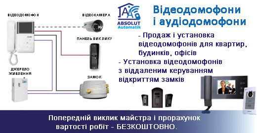 Продажа и установка видеодомофонов и аудиодомофонов